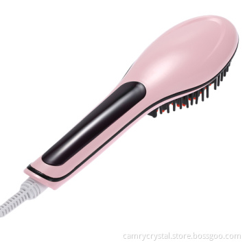 Electric Straight  Pink Hair Comb Straightener Iron Brush